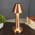 Chronos Pyramid Cordless LED Table Lamp (Rose Gold) - USB Rechargeable Portable Touch Control Dimmable 3 Light Color