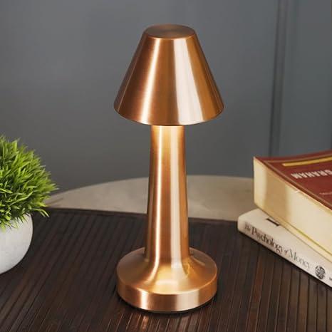 Chronos Pyramid Cordless LED Table Lamp (Rose Gold) - USB Rechargeable Portable Touch Control Dimmable 3 Light Color