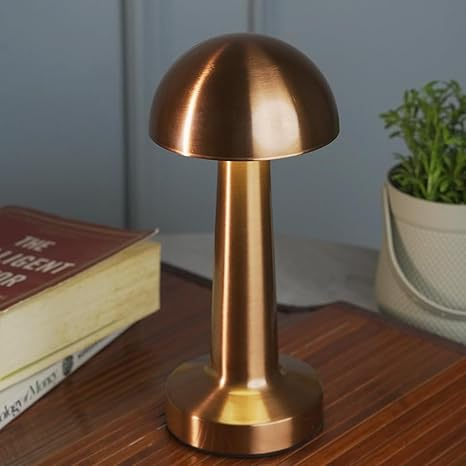 Chronos Dome Cordless LED Table Lamp (Rose Gold) - USB Rechargeable Portable Touch Control Dimmable 3 Light Color