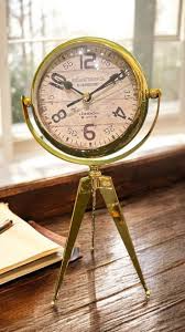 Golden Metal Tripod Table Clock