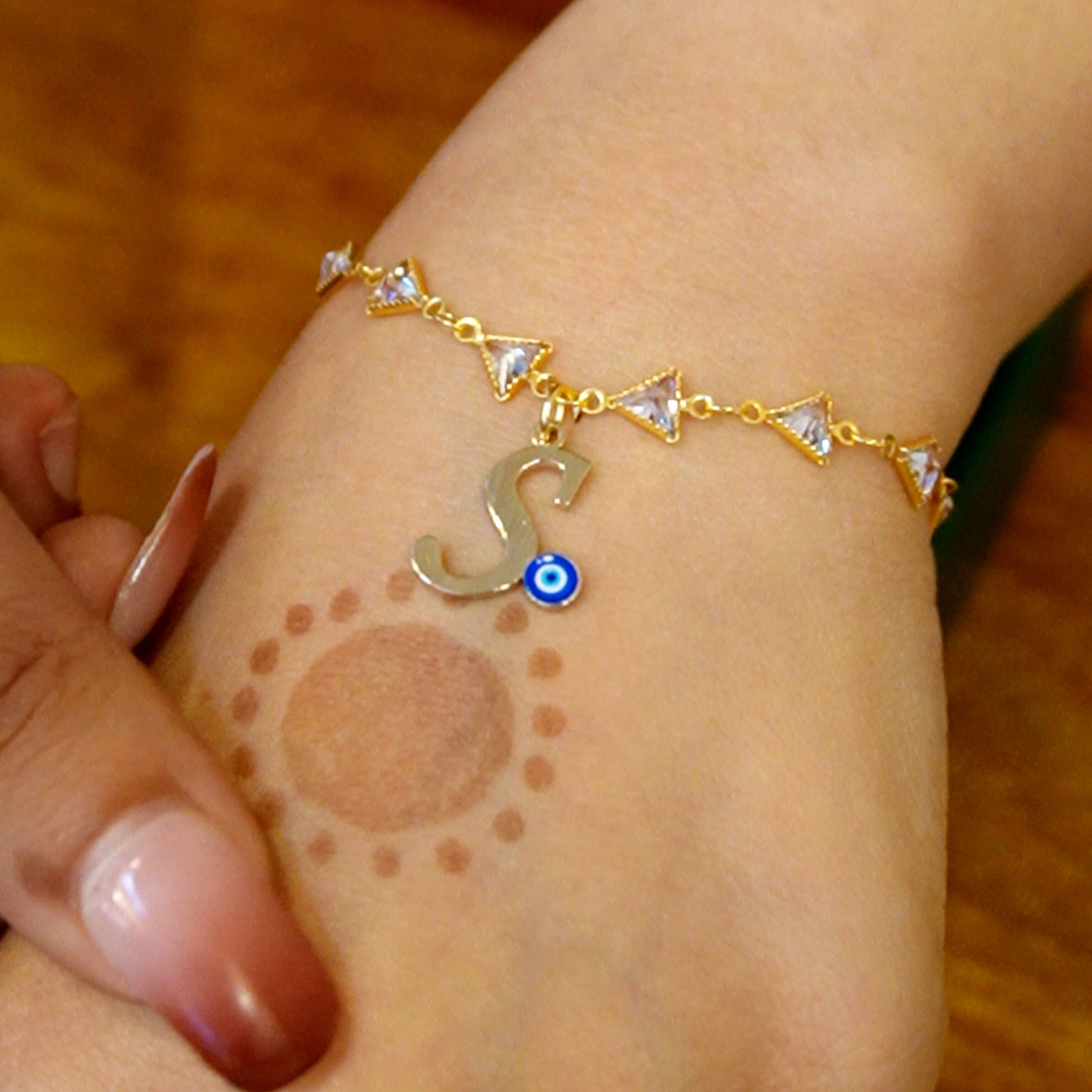 Name Initial Evil Eye AD Bracelet | All Letters Available