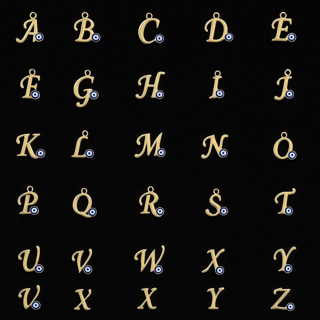 Name Initial Evil Eye AD Bracelet | All Letters Available