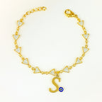 Name Initial Evil Eye AD Bracelet | All Letters Available