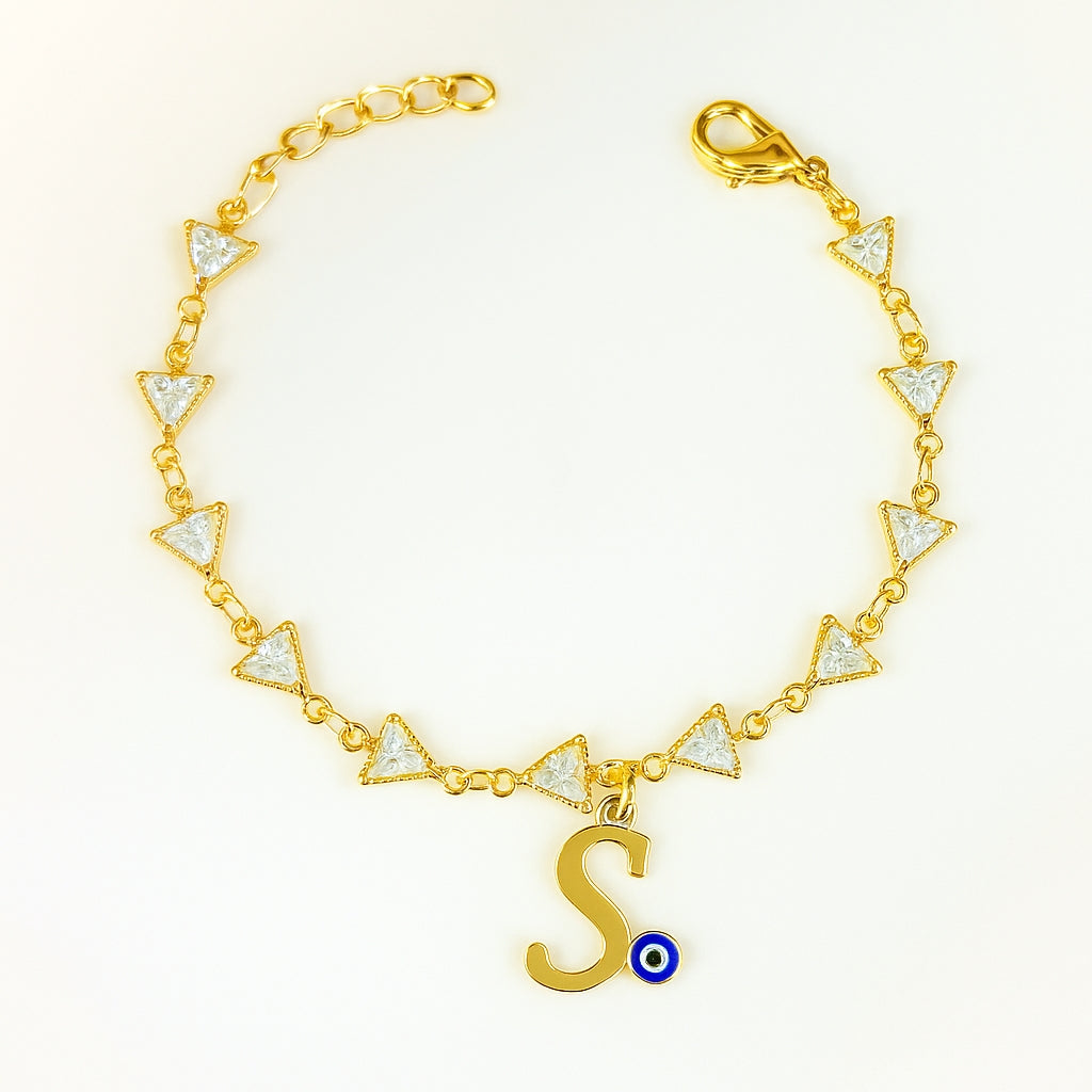 Name Initial Evil Eye AD Bracelet | All Letters Available