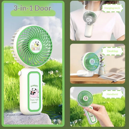 CoolPanda Multi-Angle Hand Fan with Neck Band