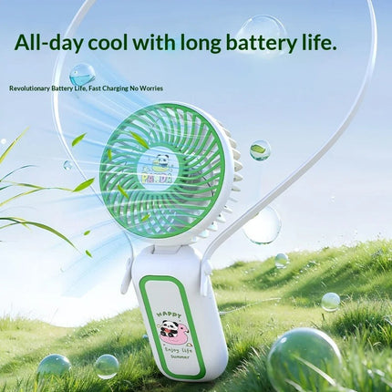 CoolPanda Multi-Angle Hand Fan with Neck Band