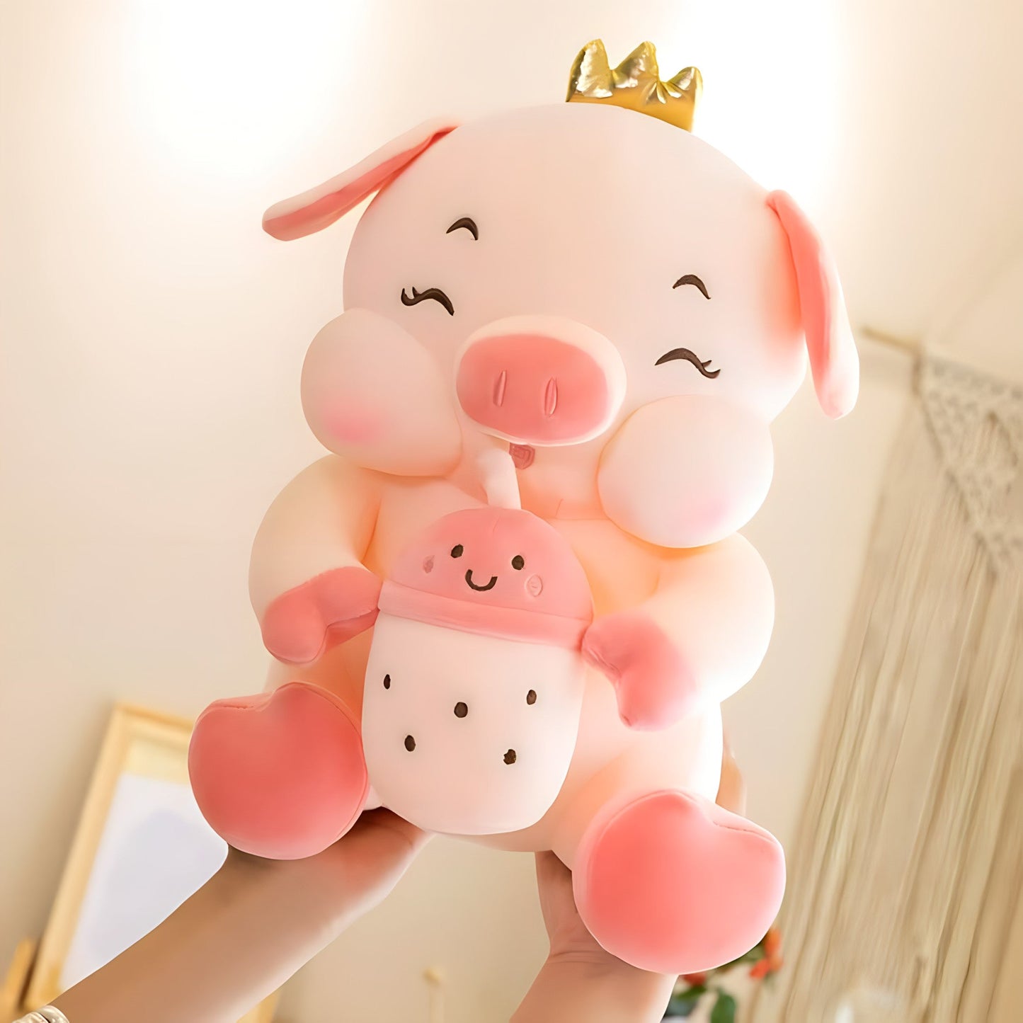 Crown Bottle Pig Soft Toy