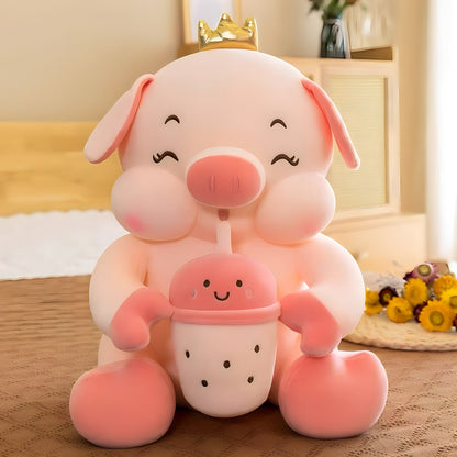 Crown Bottle Pig Soft Toy