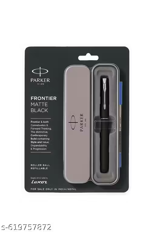 Parker Frontier Matte Black Roller Ball Pen – Premium Refillable Pen with Smooth Ink Flow