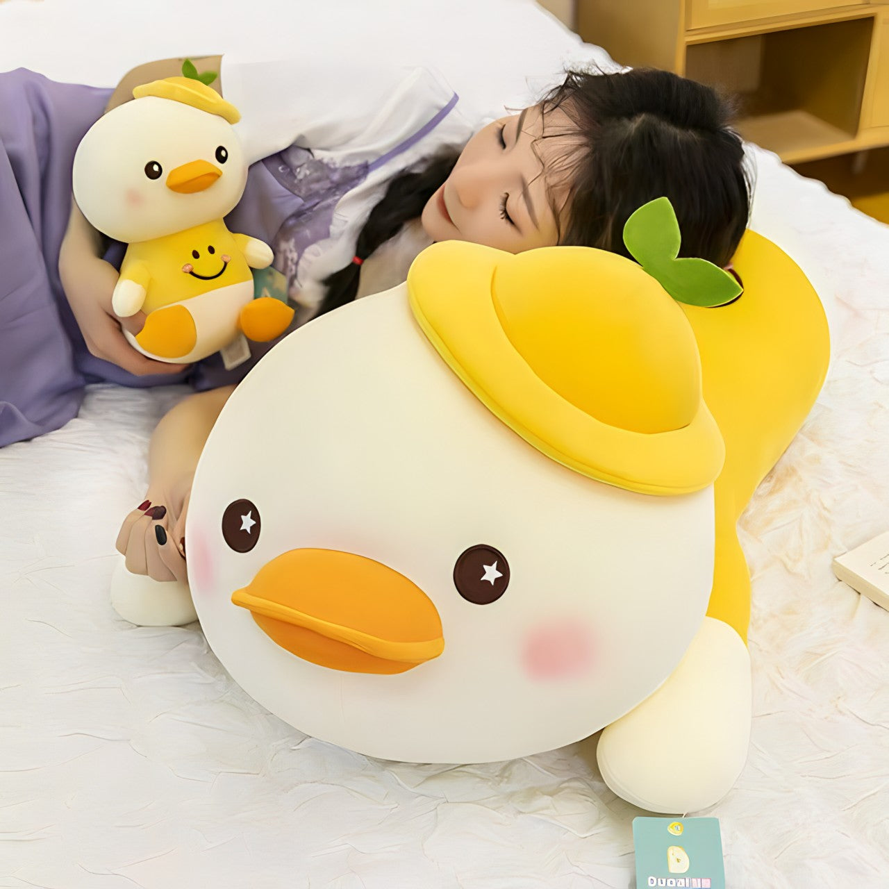 Lying Duck Soft Toy with Hat