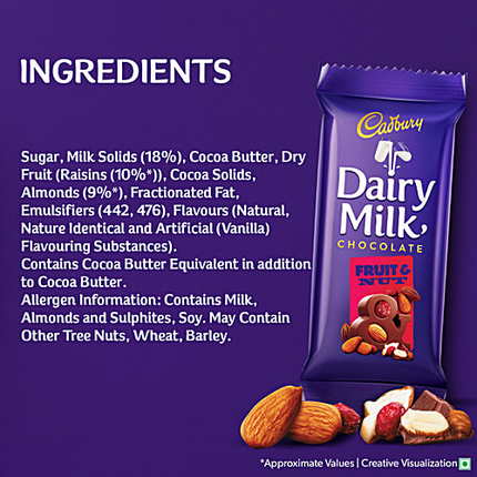 Cadbury Dairy Milk Chocolate Fruit & Nut 75g